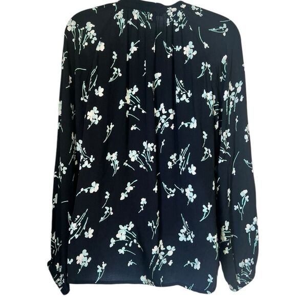 NWT J. Crew Black Floral Long-Sleeve Drapey Popover Women's Shirt Blouse size S - Picture 5 of 13